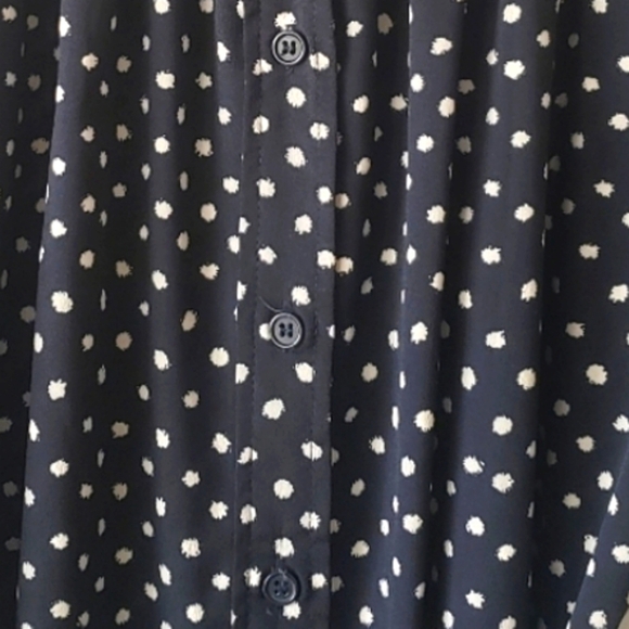 Anthropologie Maeve Preparation Polka Dot Dress Blk/Wh Button-Down Waist-Tie XS - Picture 5 of 14